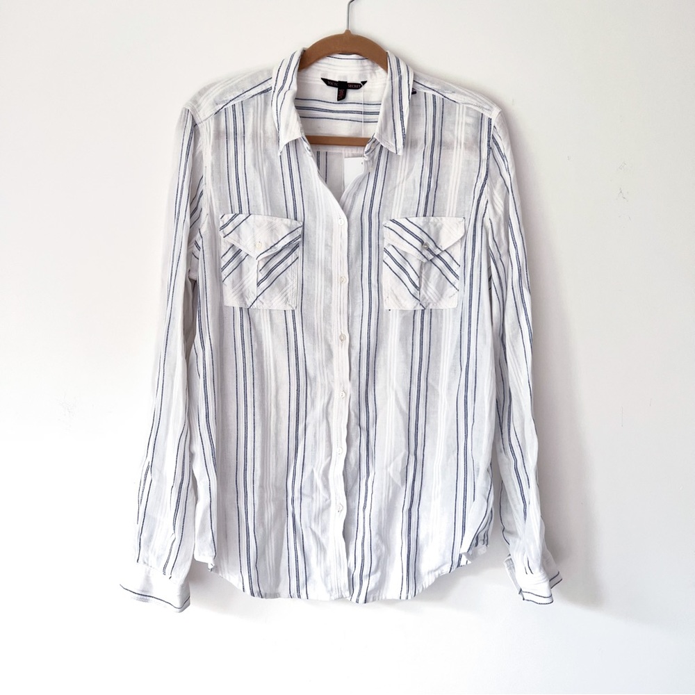 NWOT Victoria’s Secret 100% Cotton Striped Button Down